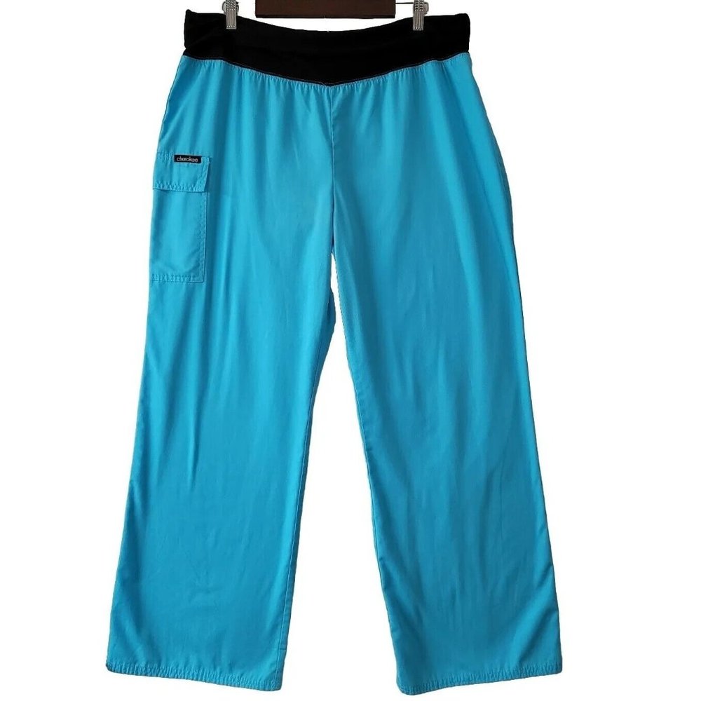 CHEROKEE Women’s Scrub Pants Plus Size 1XL Style 2074 Teal Stretch Waist